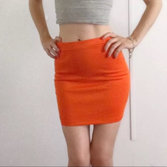 orange bodycon skirt
